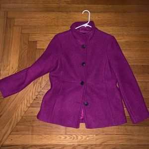 Lands End Magenta Wool Coat